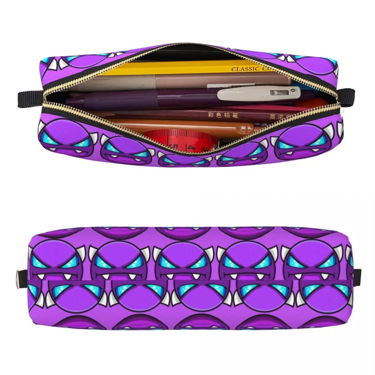 Geometry Cube Game Dash Pencil Case Easy Demon Pen Bags Girl Boy Large Storage Students School Zipper Pencil Pouch