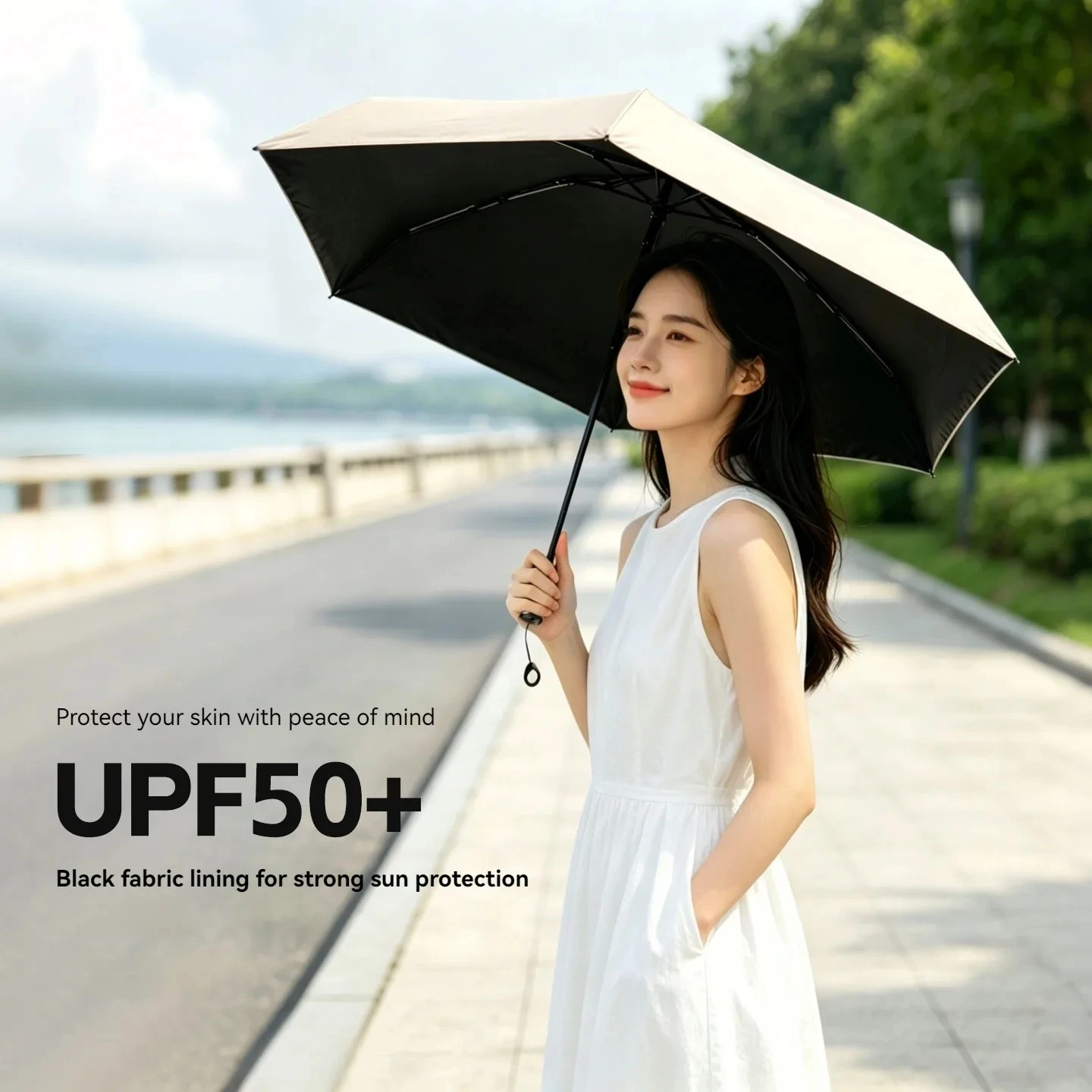 Parachase Women's Small Pocket Sun Umbrella 6-Fold Mini UV Protection Portable Lightweight Windproof 6-Rib Design