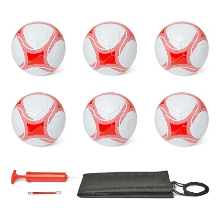 

Durable PVC Soccer Ball with Pump for Training and Practice, Indoor Outdoor Use, White and Red