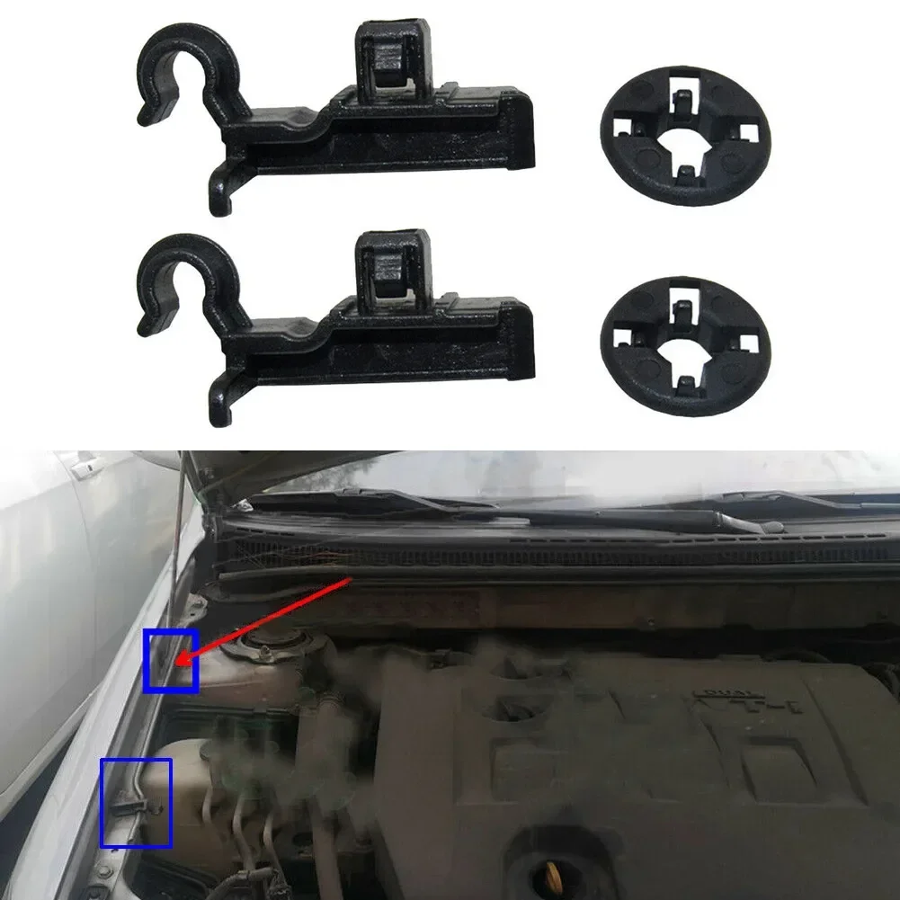 Juego de 2 Clips de varilla de apoyo para capó de coche, ojal, soporte de plástico para capó 53452-02060,90480-15034 para Toyota Corolla 2003-2005