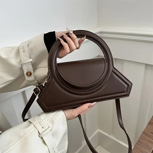 Bolso de mano elegante de piel sintética de color sólido, versátil; Bolso cuadrado pequeño vintage, bolso de hombro tipo bandolera elegante para ocasiones de trabajo