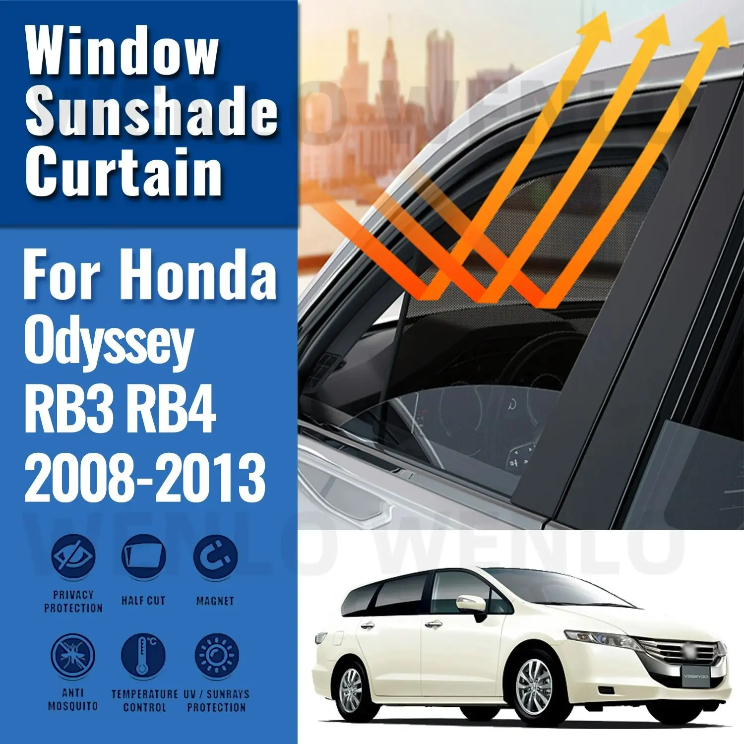 

For Honda Odyssey RB3 RB4 2008-2013 Car Sun Visor Accessories Window Windshield Cover Sunshade Curtain Mesh Shade Blind Custom