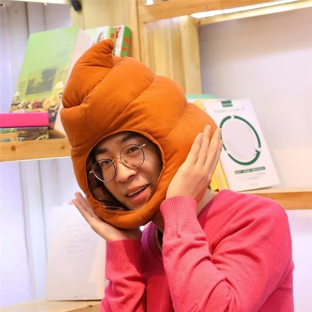 

Creative Sand Sculpture Style Poop Head Cover Soft Oddball Shape Cartoon Plush Hat Comfortable Plush Headwear Party