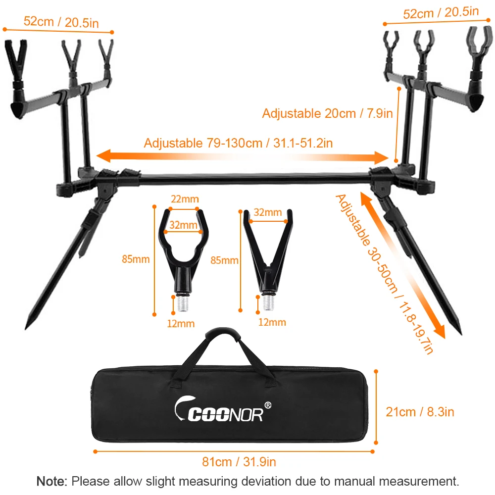 Adjustable Retractable Carp Fishing Rod Stand Holder Fishing Pole Pod Stand with Fishing Bite Alarms Swinger Fishing Tackle Set