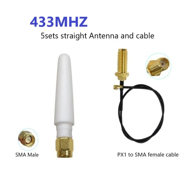 433-MHz-Antenne mit 3 dBi Verstärkung, weiß, gerader/gebogener SMA-Stecker (PX1) auf SMA-Buchse, 5 Stück, für LoRa/LoRaWAN 433-MHz-Meshtastic-Netzwerk – Detail 6
