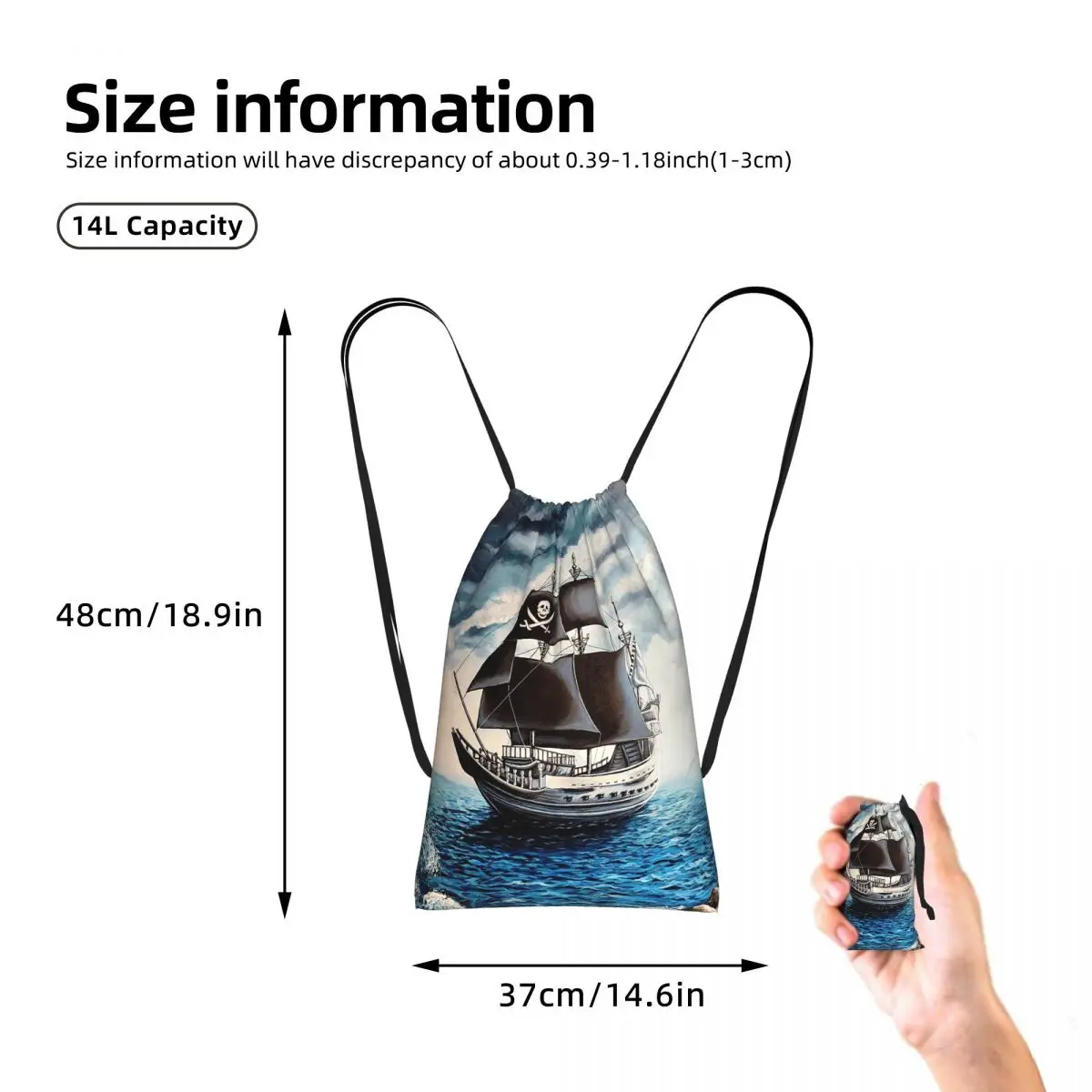 Lost Pirate Kingdom Drawstring Backpack hiking cycling Bag Portable Travel Drawstring Bag for Men Women