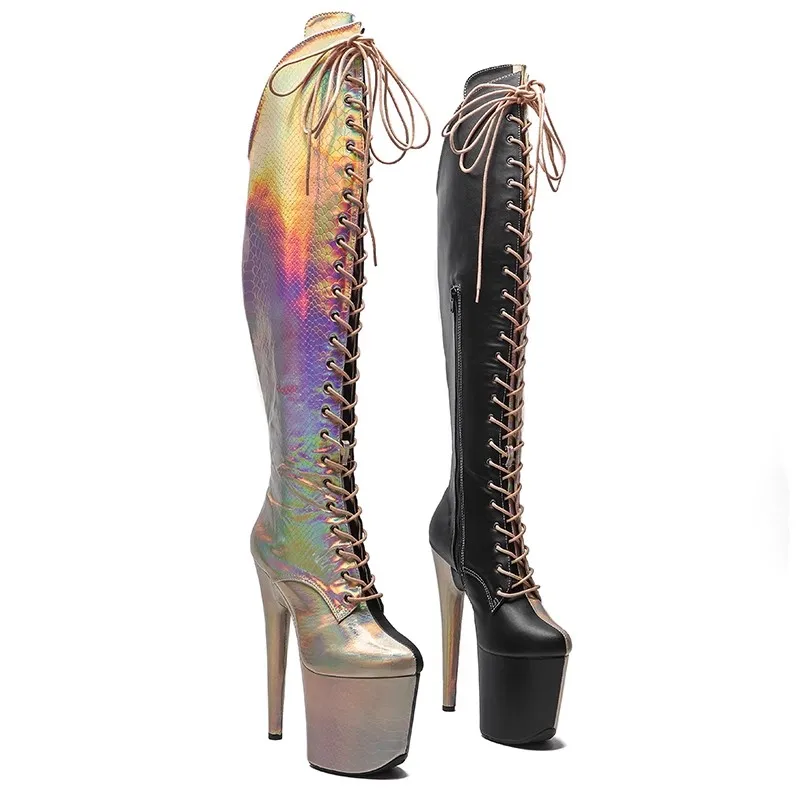 

LAIJIANJINXIA New 20CM/8inches PU Upper Modern Sexy Nightclub Dance Shoes High Heel Platform Women's Boots 624