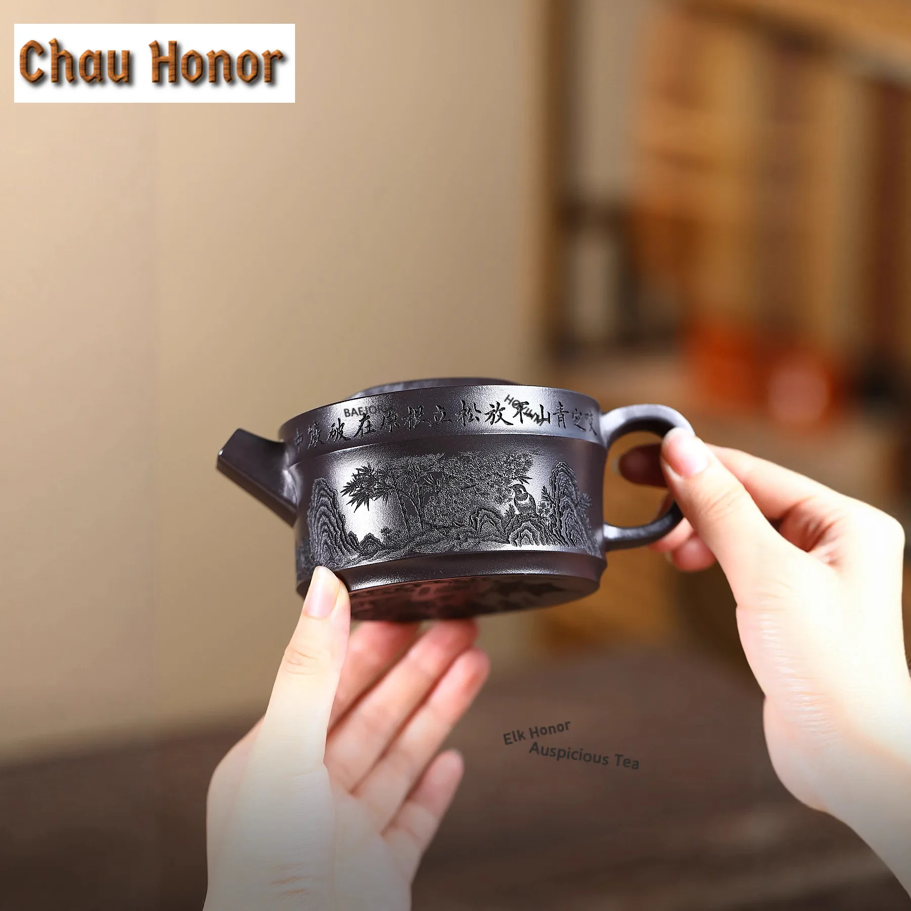 

280ml Yixing Purple Clay Teapots Famous Master Handmade Big Caliber Pot Raw Ore Black Clay Mud Kettle With Filter Zisha Tea Set