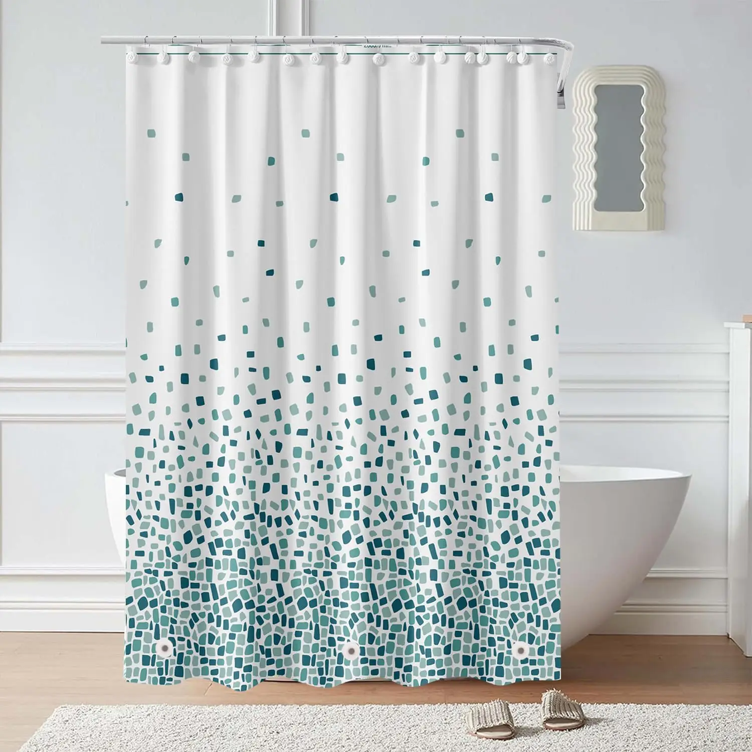 

Пластиковая подкладка для душа — подкладка для занавески для душа премиум-класса PEVA 4G с нержавеющими втулками и 3 утяжеленными магнитами, водонепроницаемая подкладка для душа