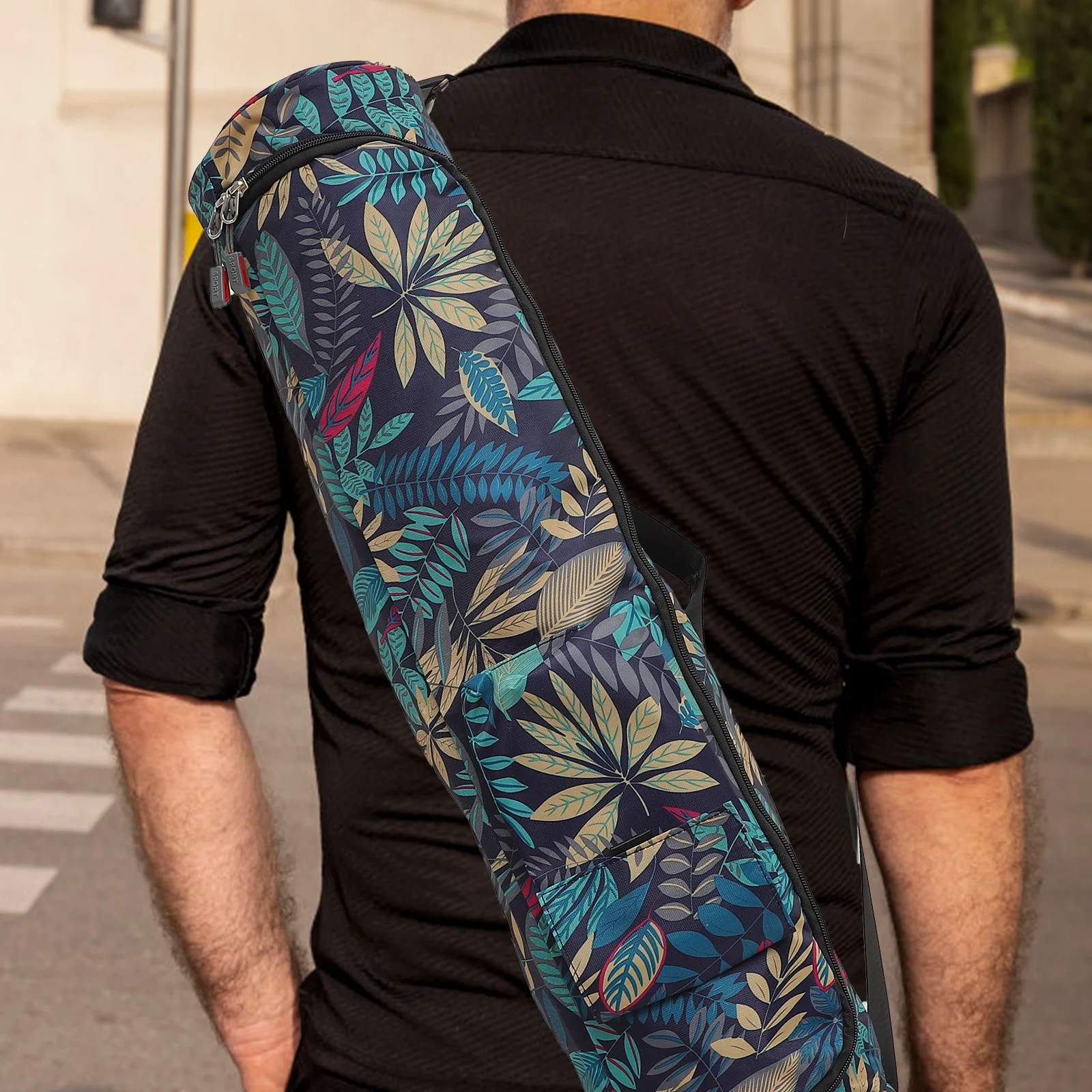 

1Pcs Oxford Cloth Yoga Mat Storage Bag Roll Up Cylinder Design with Adjustable Strap for Gym Workout Travel Outdoor Exercise