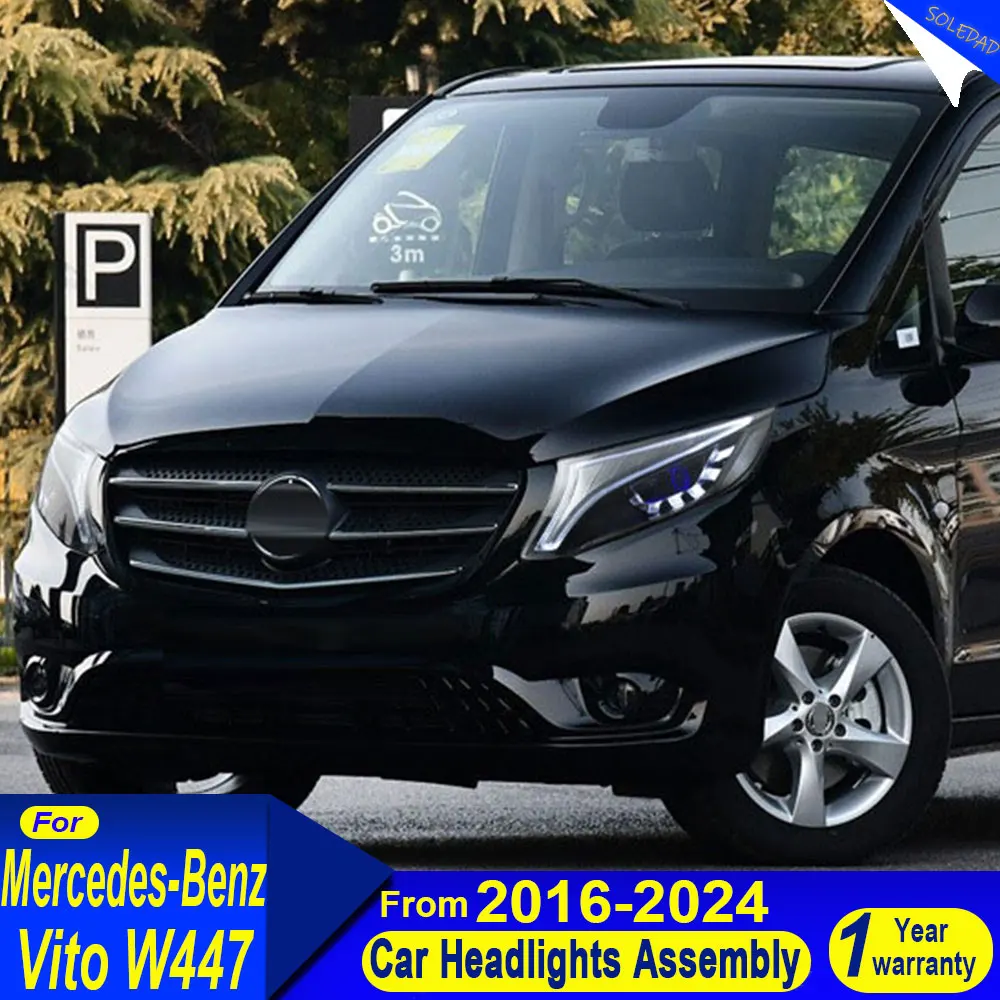 

Автомобильные светодиодные фары для Benz Vito W447, светодиодные фары 2016 2017-2024, фары DRL, указатель поворота, дальний свет, линза проектора «ангельский глаз»