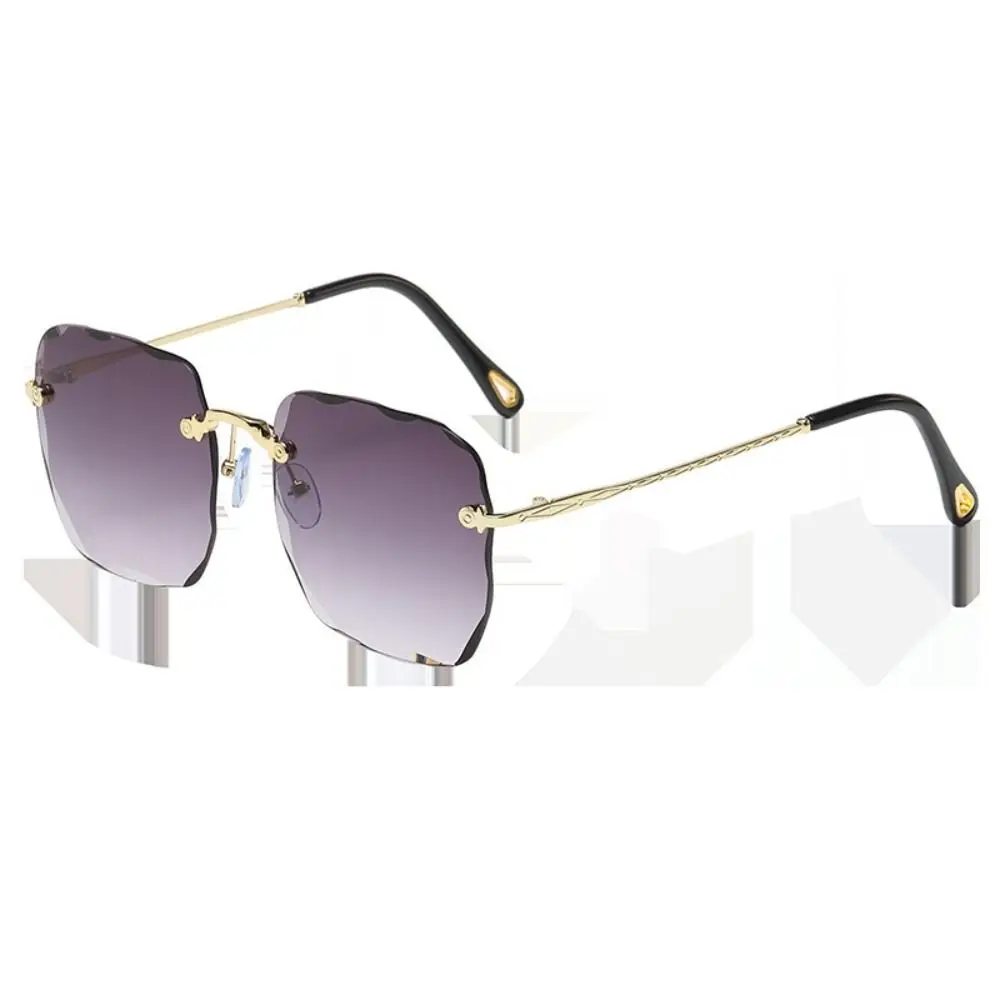 UV400 Rimless Sunglasses New Vintage Extra Large Frame Frameless Sun Glasses Gradient Sunglasses for Summer