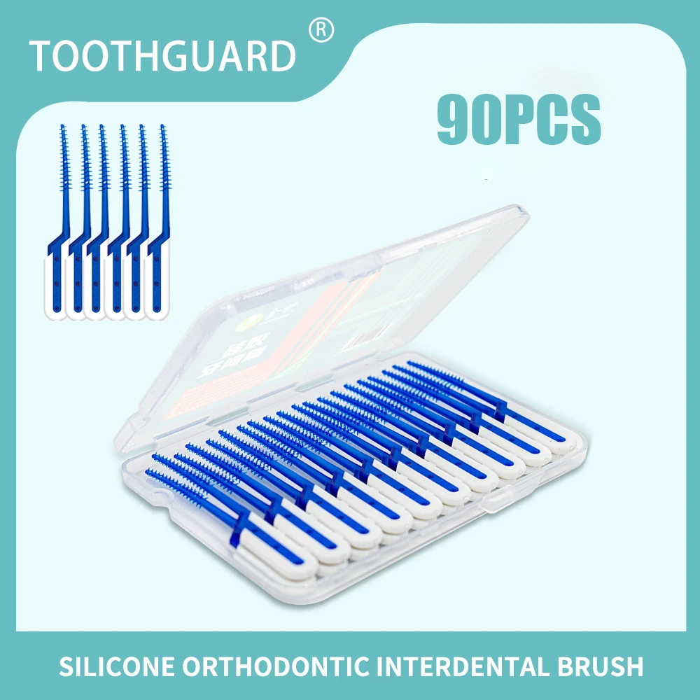 90pcs Silicone Toothpicks Dental Interdental Silicone Brush Orthodontics Teeth Cleaning Tools Ultra Soft Bristles