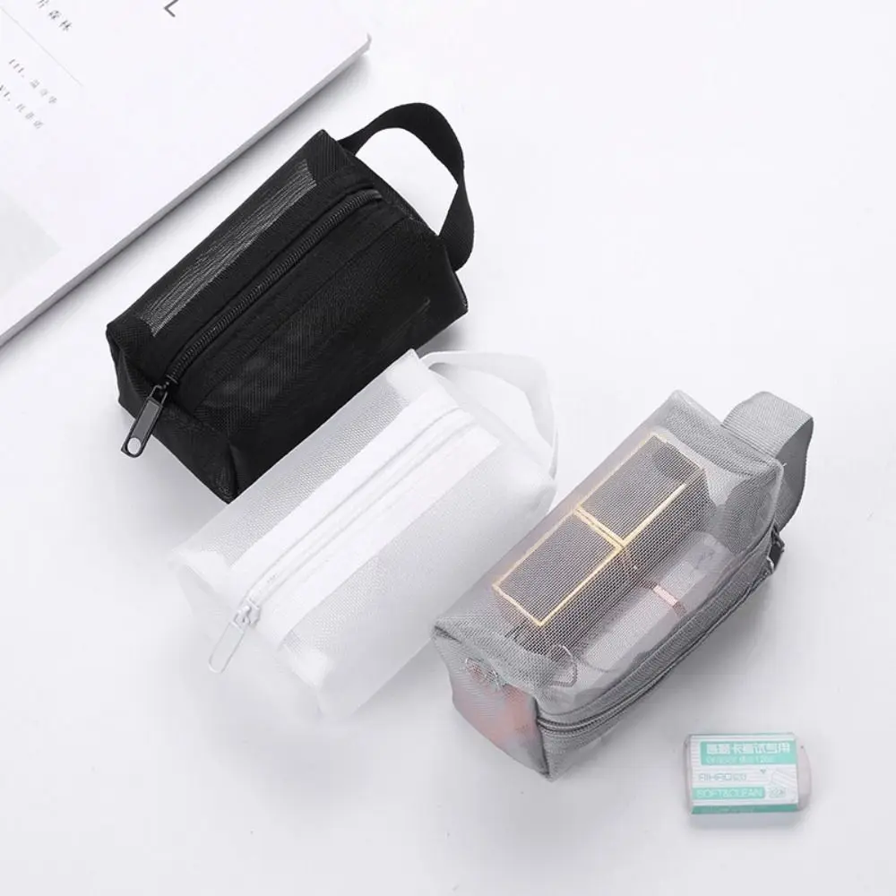 Fashion Breathable Square Mesh Storage Pouch Lightweight Mini Wash Bag Mini Zipper Coin Purse Large Capacity Cosmetic Bag