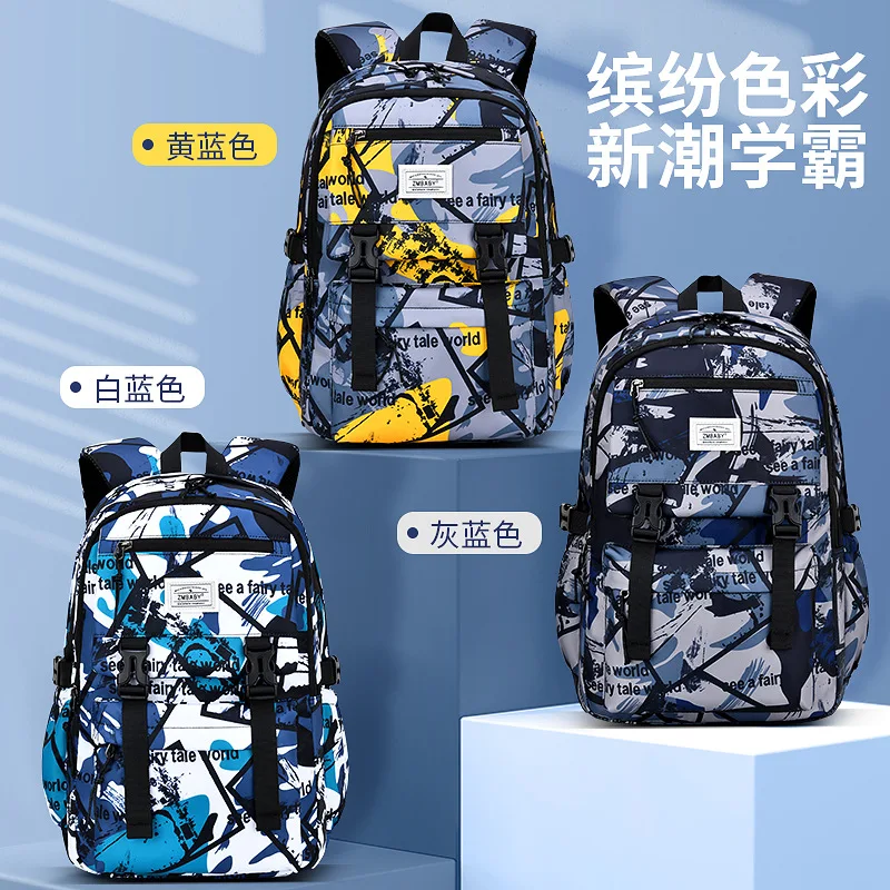 

Student Schoolbag Boys Durable Large Capacity Multifunctional Children Backpack Girl Camouflage Niche Solid Color Kid's Backpack