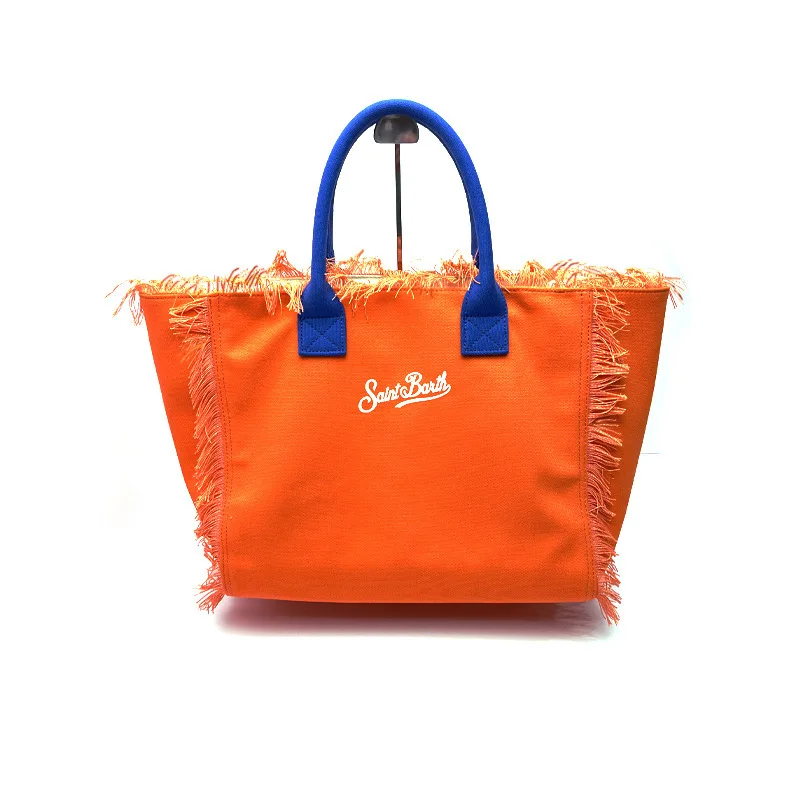 Bolsa feminina de vitalidade laranja, bolsa de lona de grande capacidade, com design pendão, nova para o verão