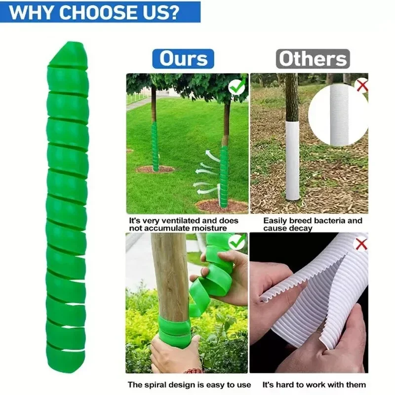 2/4PCS Plant Trunk Protector Plastic Spiral Bark Wrap Tree Tubes Anti Squirrel Mouse Nibbles Tree Guard Sleeve