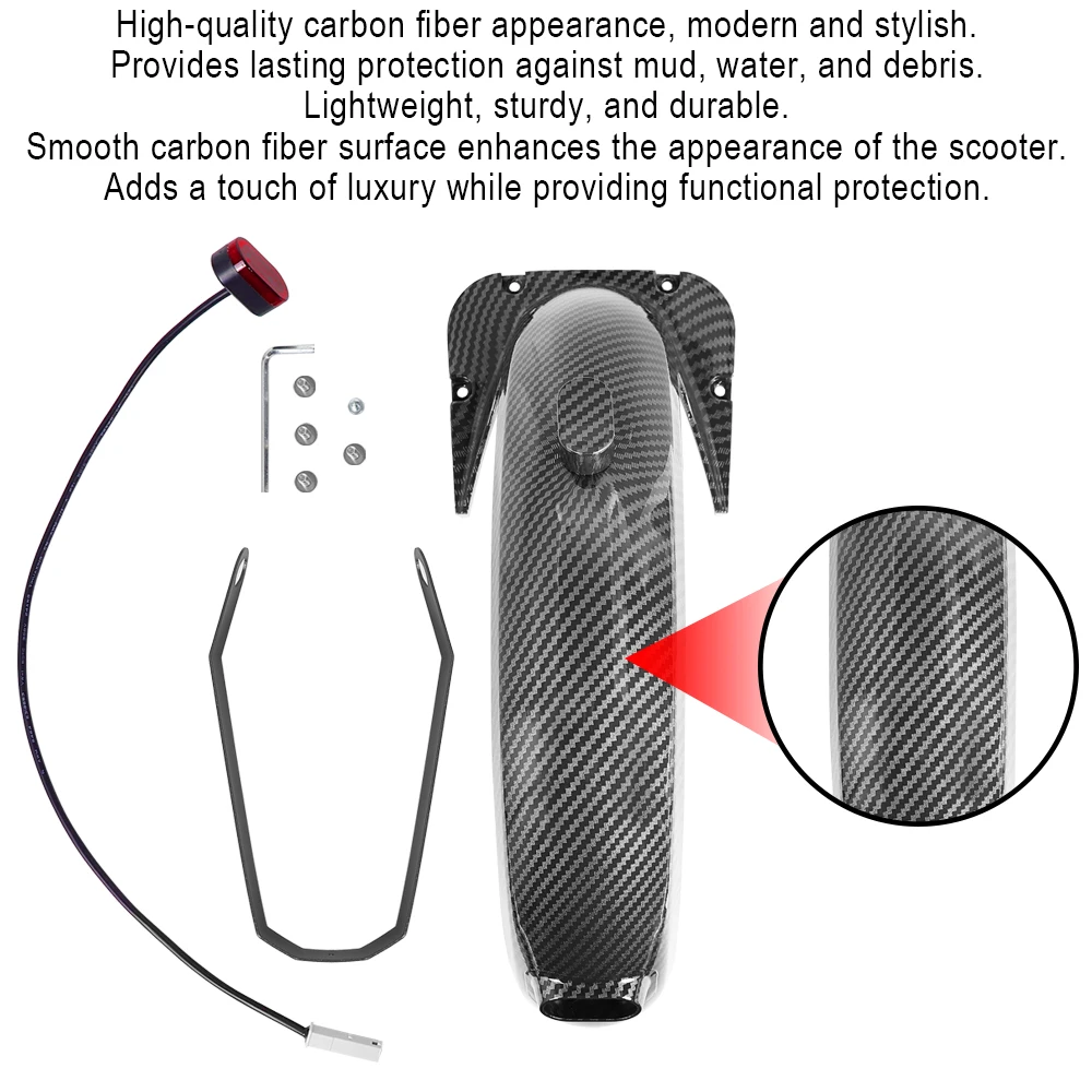 Carbon-Faser Hinten Kotflügel Rücklicht Halterung für Segway Ninebot Max G30 E-Scooter Reifen Spritzschutz Ersatz Zubehör teile – Detail 6