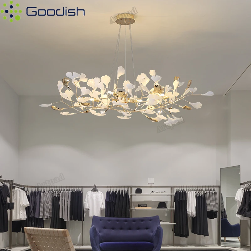 

Luxury Chandeliers Design Nordic Pendant Light Ginkgo Leaves Led Lamps Home Decoration Chandelier for Dining Living Room Bedroom