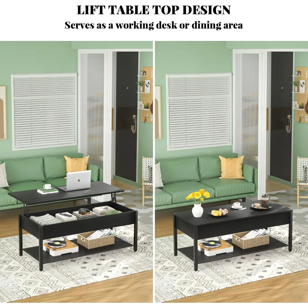 Modern Storage Coffee Table with Lift Top and Hidden Compartment for Living Room