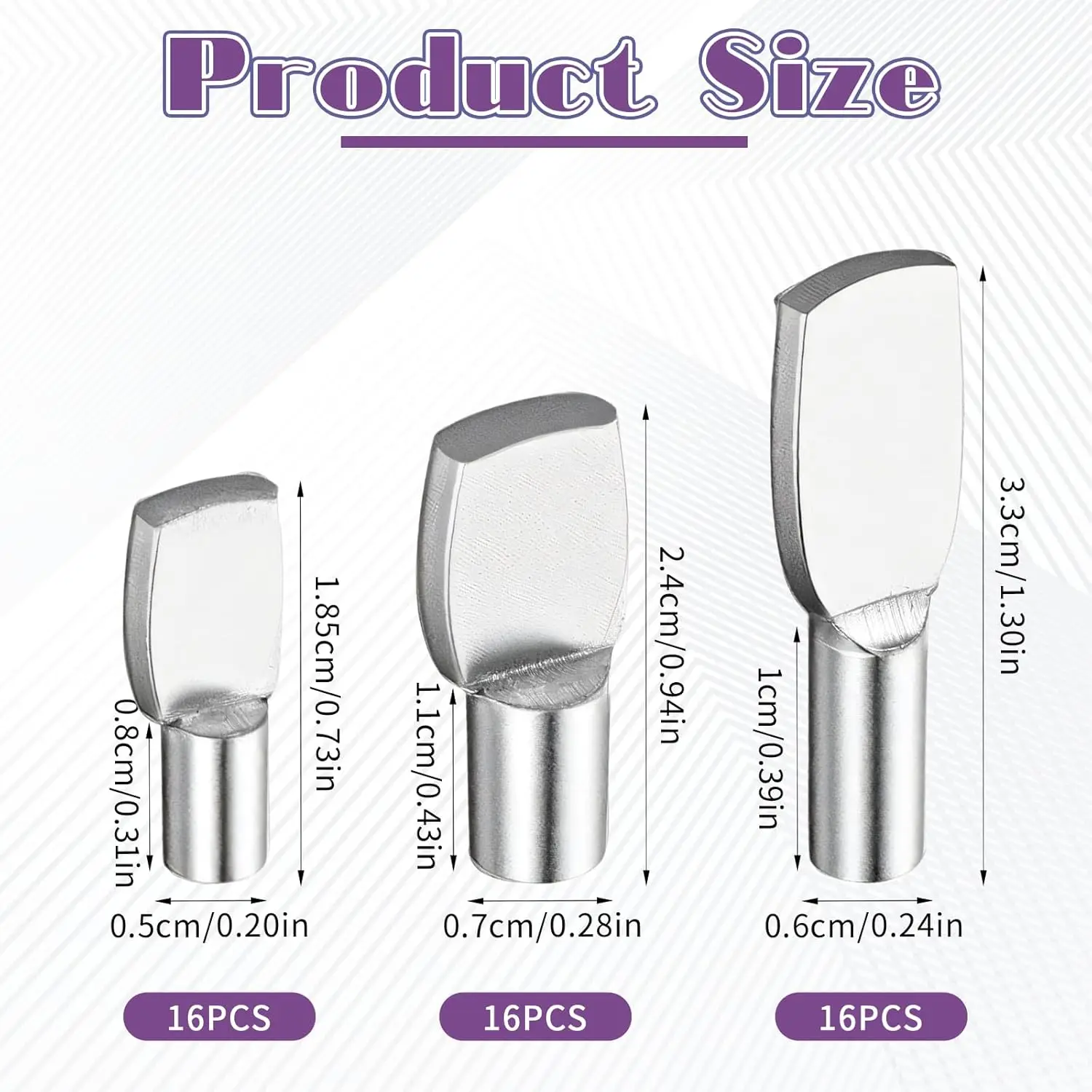 48 PCS Shelf Pins 5/6/7mm Shelf Tabs Cabinet Pegs for Shelves Pegs for Cabinet Shelves Spoon Shape Support Pins Silver Steel