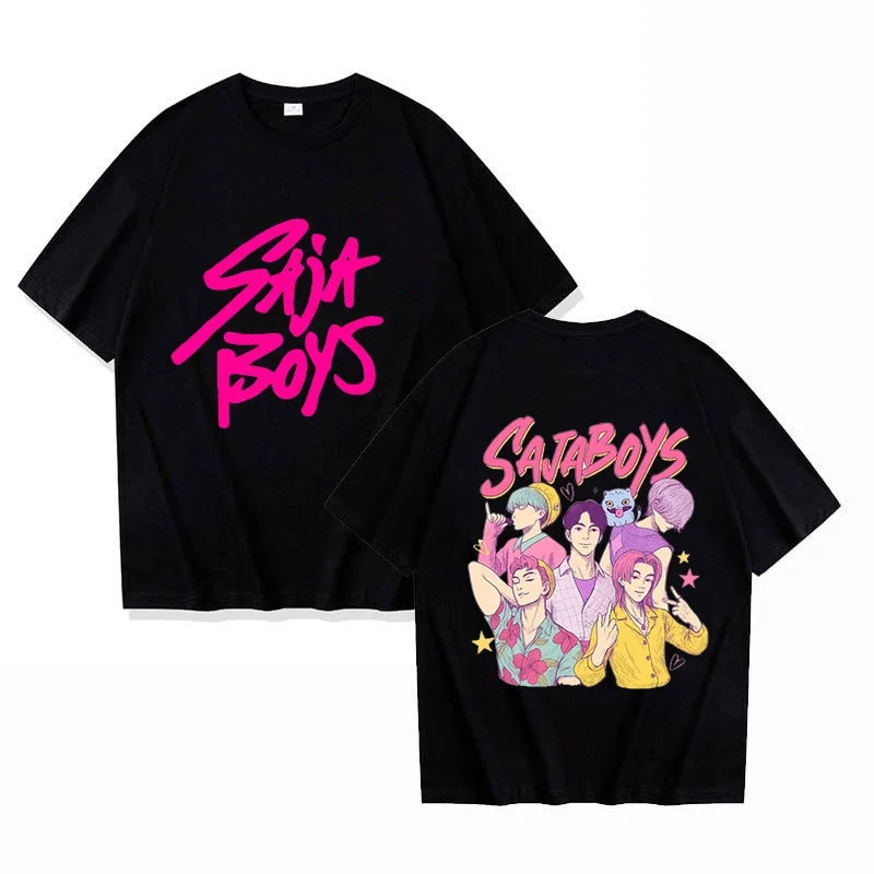 

A brand-new K-Pop Demon Hunters style Saja Boys printed T-shirt for men in summer, 100% pure cotton loose short-sleeved