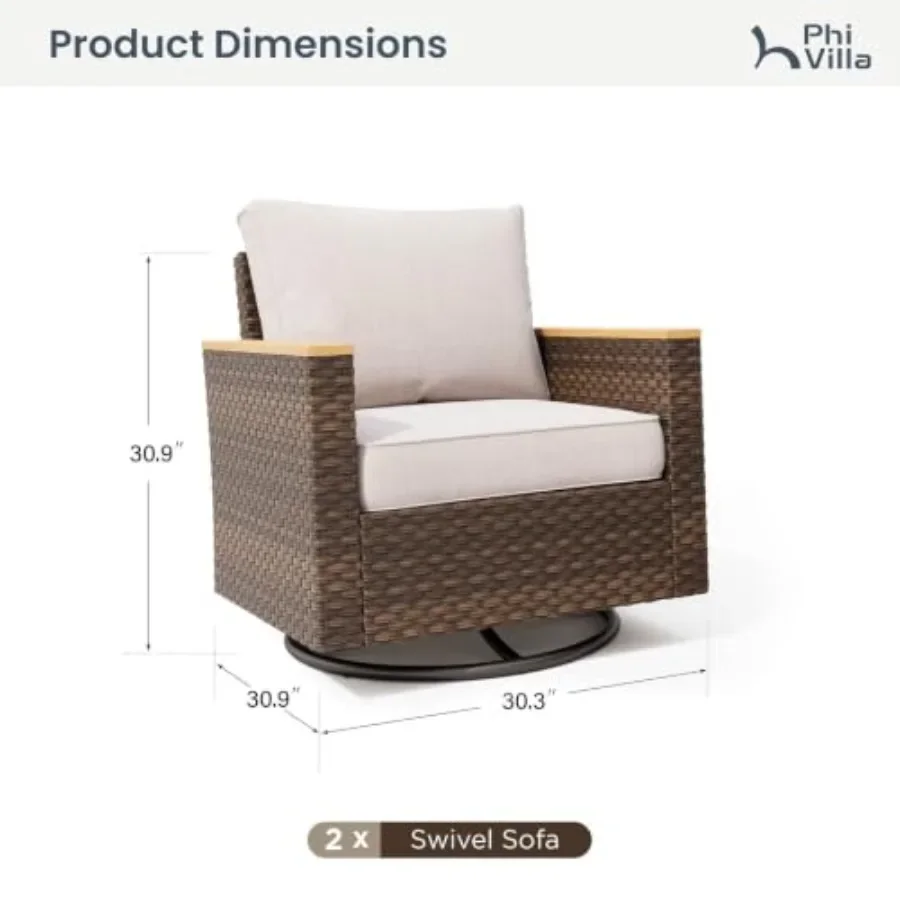 2 Pieces Wicker Patio Furniture Set with Swivel Chairs