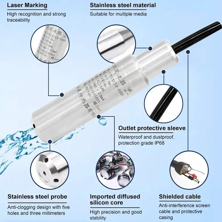CYB3120 Submersible Hydrostatic Water Level Sensor Probe for River Tank Liquid Level Transmission Quality Pressure Transmitter