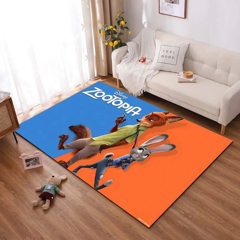 Disney Zootopia Judy Nick Pattern Carpets for Living Room Bedroom Floor Mat Decor Anti-slip Rugs Kid's Play Room Decor Area Rug