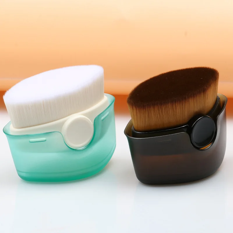 

Artificial Fibers Makeup Brush Sun Lotion Applicator Sunblock Buddy With Protective Caps for Face