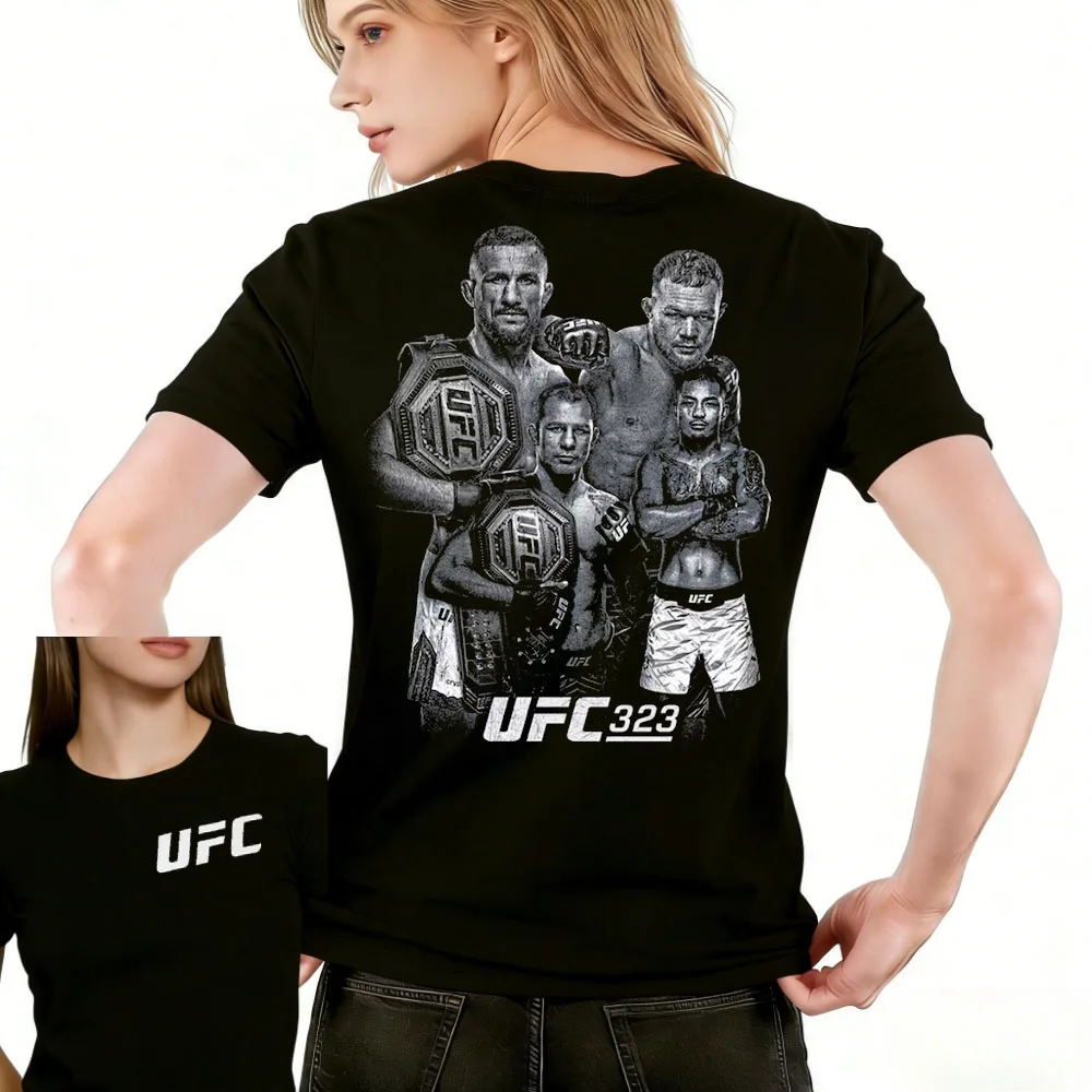 

Лето 2026 UFC 323 Футболка с рисунком для борьбы с мероприятиями, женская спортивная хлопковая свободная рубашка с короткими рукавами для отдыха и фитнеса, унисекс