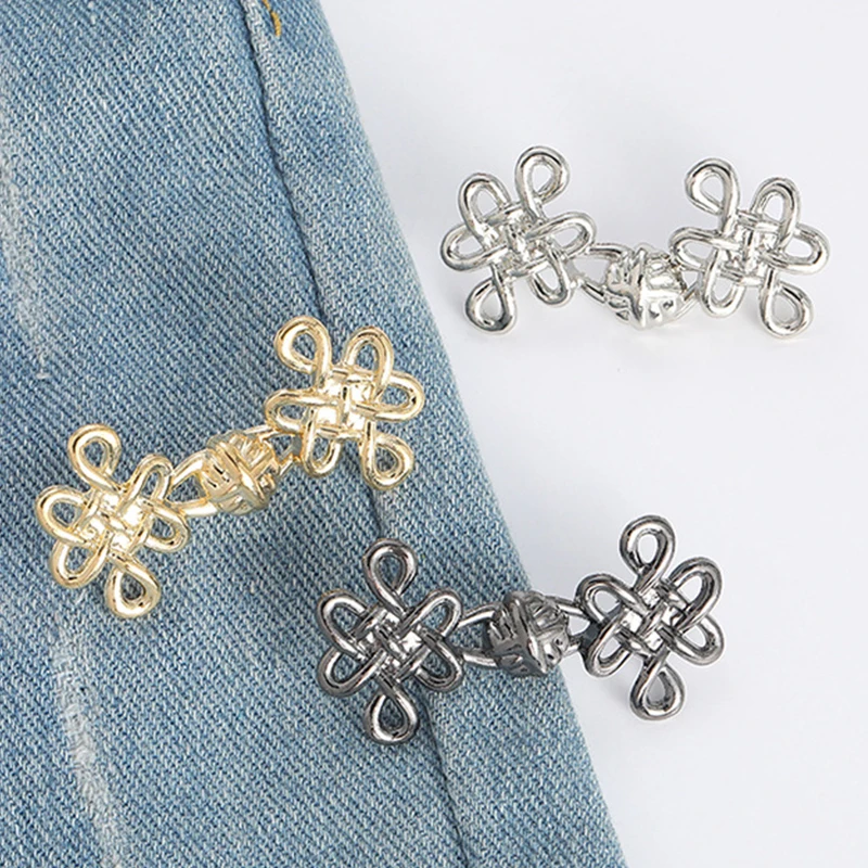 

Chinese Knot Waist Button Waist-slimming Tightener Waistband Rhinestone Pins Heart-shaped Adjustable Removable Diy Craft Access