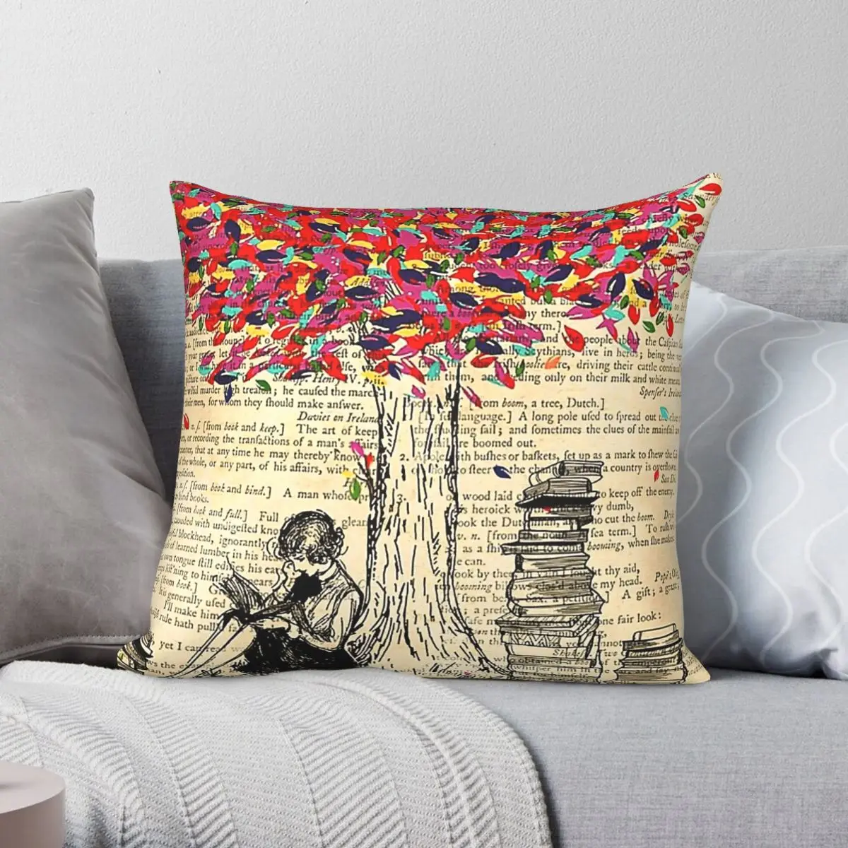 Girl Who Loves Reading Book Square Pillowcase Polyester Linen Velvet Printed Zip Decor Home Cushion Case