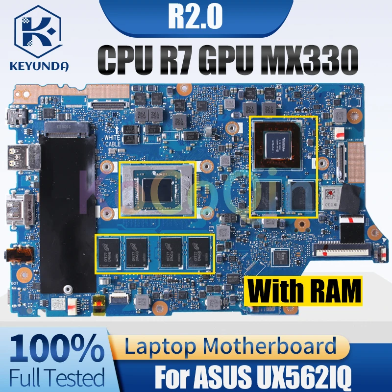 

R2.0 For ASUS UX562IQ Notebook Mainboard R7-00083 MX330 N17S-LP-A1 With RAM Laptop Motherboard Full Tested