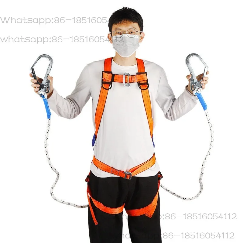 National standard seat belt electrician anti-fall fire rescue full body five-point seat belt double large hook belt buffer bag