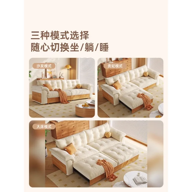 

Solid wood bed folding dual-purpose 2024 new Japanese log wind living room small apartment cloth sofa