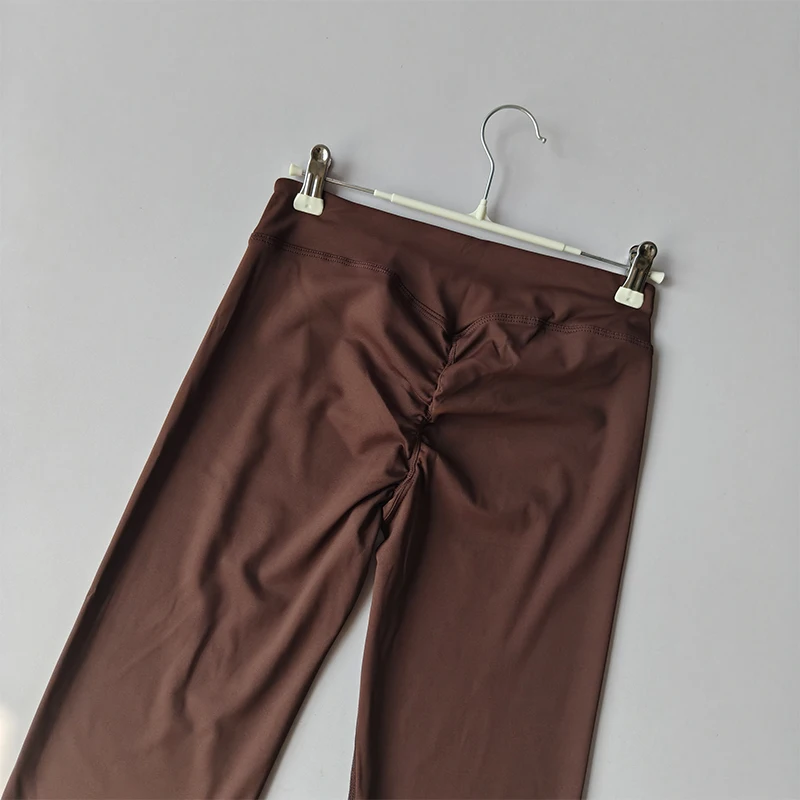 Hochtaillierte, flache Laufhose, nahtlose Leggings, Yoga-Hose mit weitem Bein, Damen, Po-Lifting, flache Hose, Fitness, Sport, Gym – Detail 12