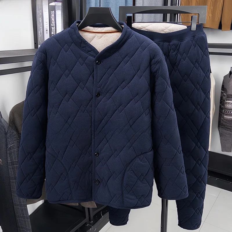 

Мужской комплект из джинта и брюк с хлопковой подкладкой Thiened для среднего возраста и ли, осенне-зимний новый костюм из двух предметов от TUCANO