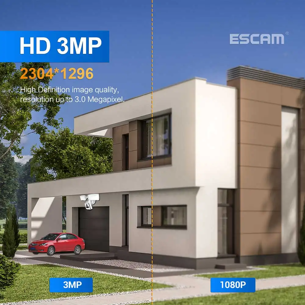 3MP واي فاي الكاميرا الكاشفة كامل اللون زاوية واسعة IP كاميرا مقاومة للماء بلوتوث أمن الوطن CCTV كاميرا الأمن في الهواء الطلق