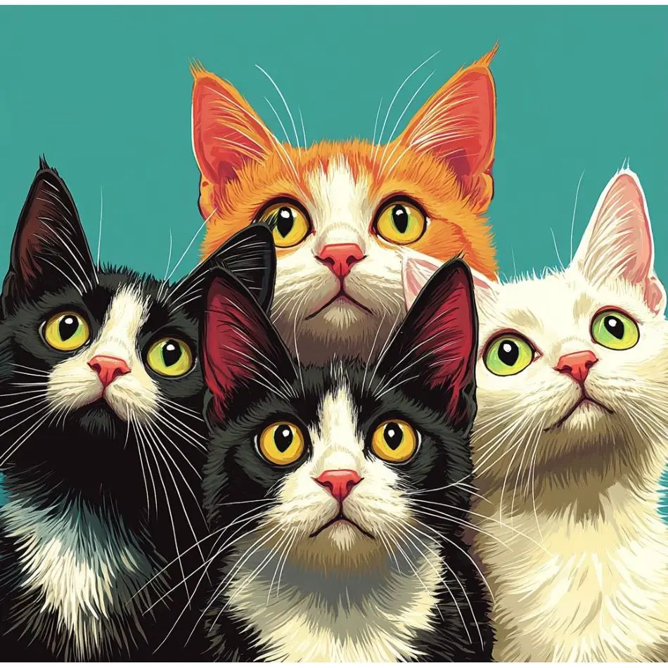 RUOPOTY Cat Family Diamond Painting Kit Create Wall Art Adult Diamond Art Animal Full Round Classic For Adults Diamond Art Kits