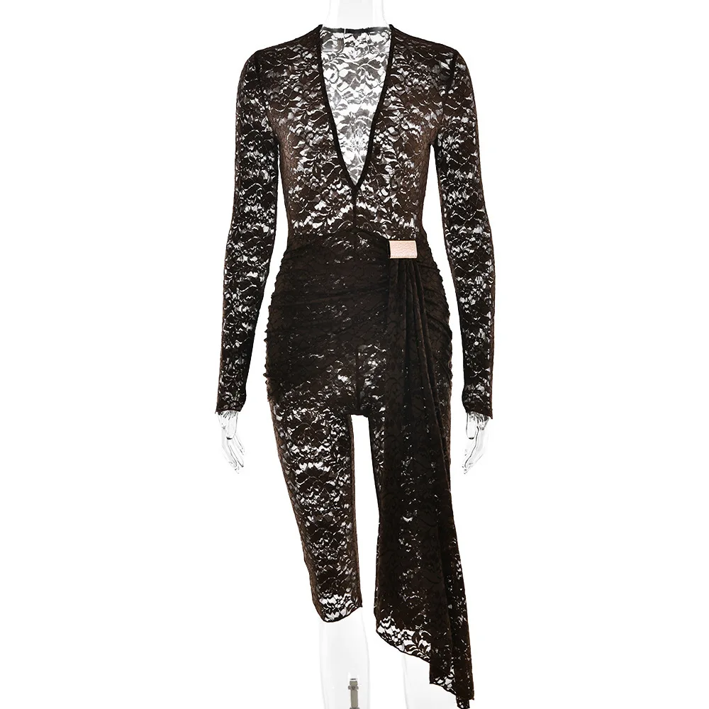 Body moulant avec ruban, nouvelle offre spéciale d'été, combinaison transparente en dentelle Sexy pour femmes