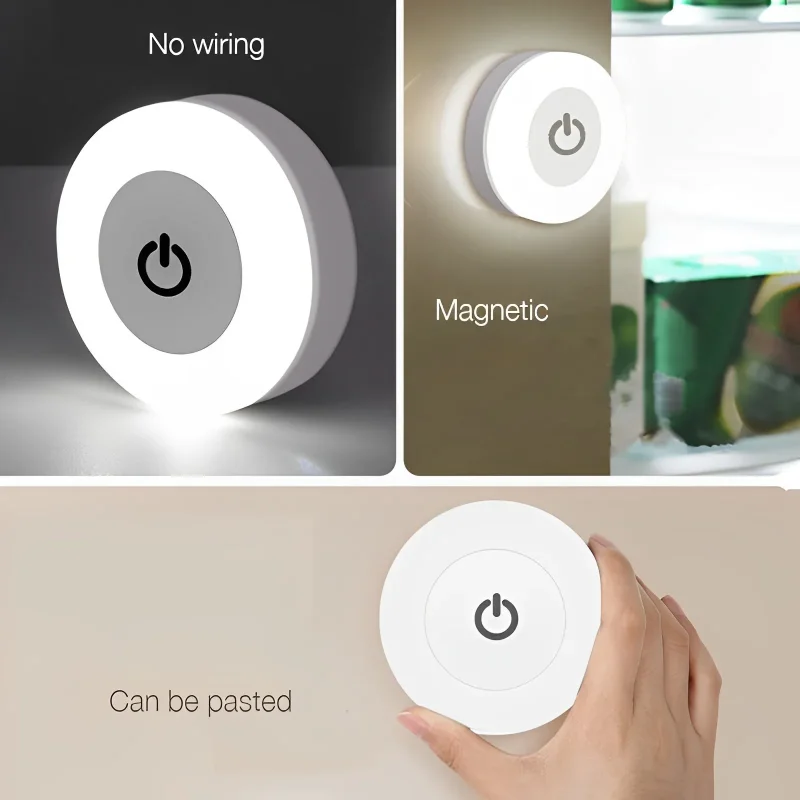 LED Touch Sensor Night Light 3 Modes Magnetic USB Charging Light Dimming Nightlight for Cabinet Stairs