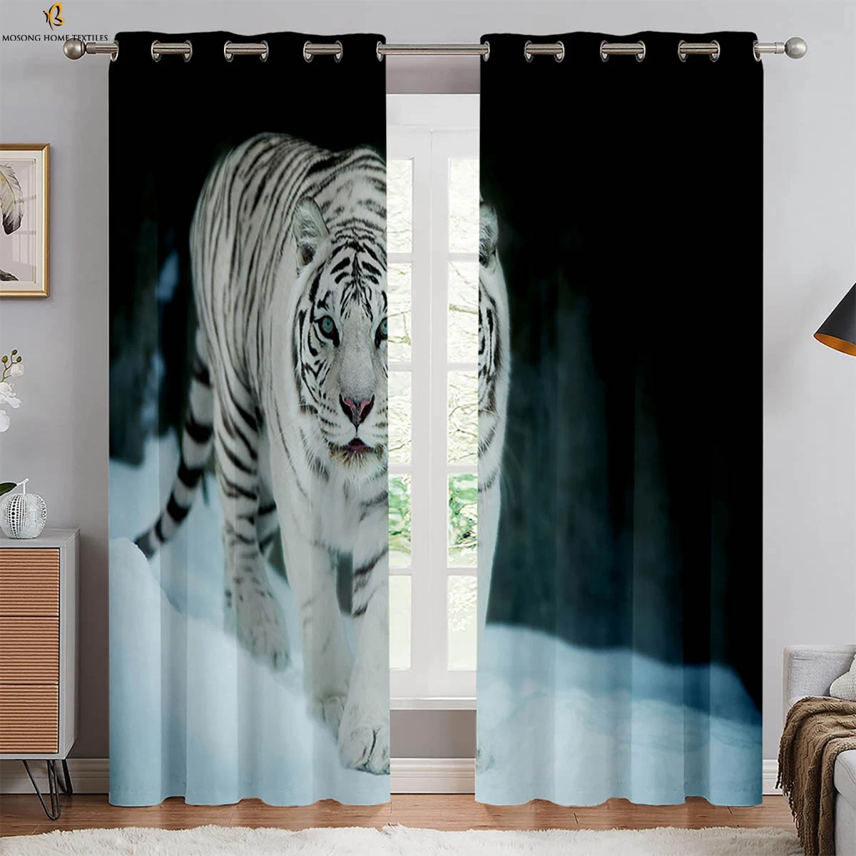 Fierce Animal Tiger Lion 3d Printed Curtains Suitable For Bedroom Living Room Study Room Decorative Curtains 2 Pieces