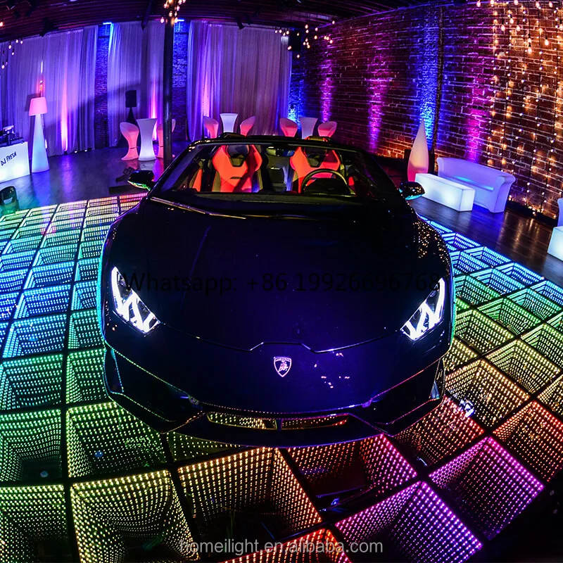

Homei High-quality 3D Infinity Mirror LED Dance Floor RGB Dance Tile Panel, Portable Glass Disco Nightclub Upllights DMX