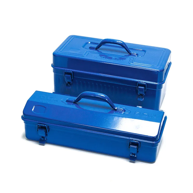 Imagem -03 - Multifuncional Metal Tool Box Azul Camadas Duplas Doméstico Eletricista Hardware Ferramentas de Manutenção