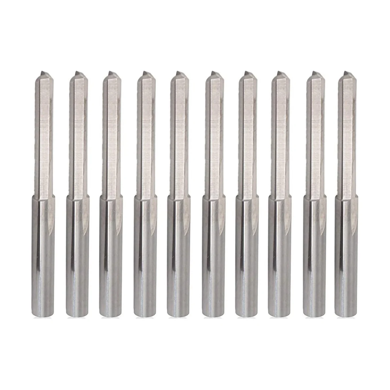 10PCS 3.175mm Shank Dia. Double Edged Tungsten Steel Milling Cutter 2 Flutes CNC Cutting Tungsten Steel Straight Slot Bit, Flute