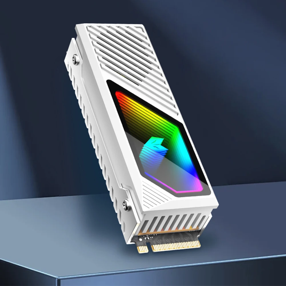 

M.2 2280 SSD Heatsink Heat Sink Cooler with Thermal Silicone Pad 5V 3 Pin ARGB Solid State Drive Cooler Built-in Fan SSD Cooler