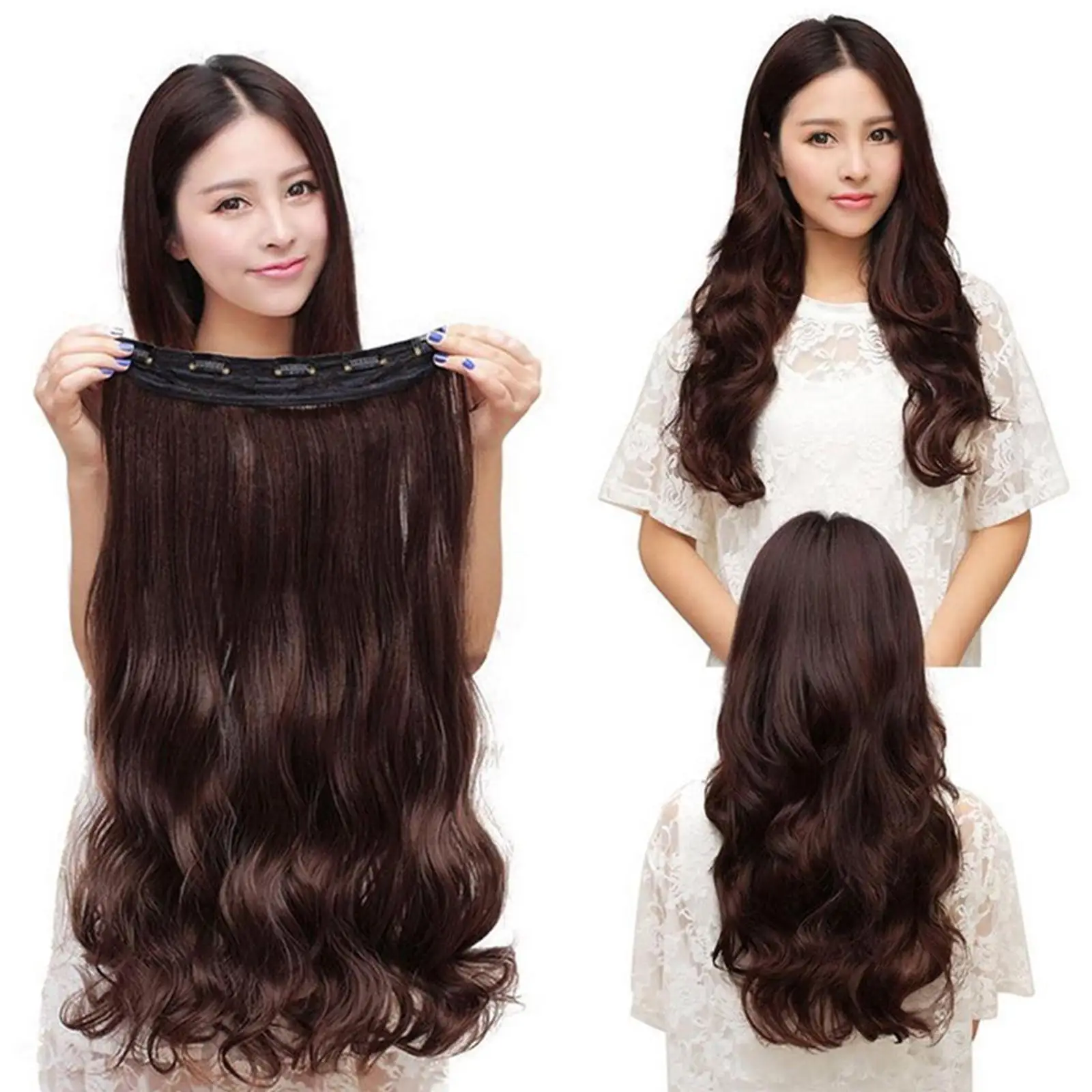 Curly Synthetic Hair Dark Brown Wig Extensions Hair Curtains Short Hair Long Hair Extensions Simulated Wig Patches