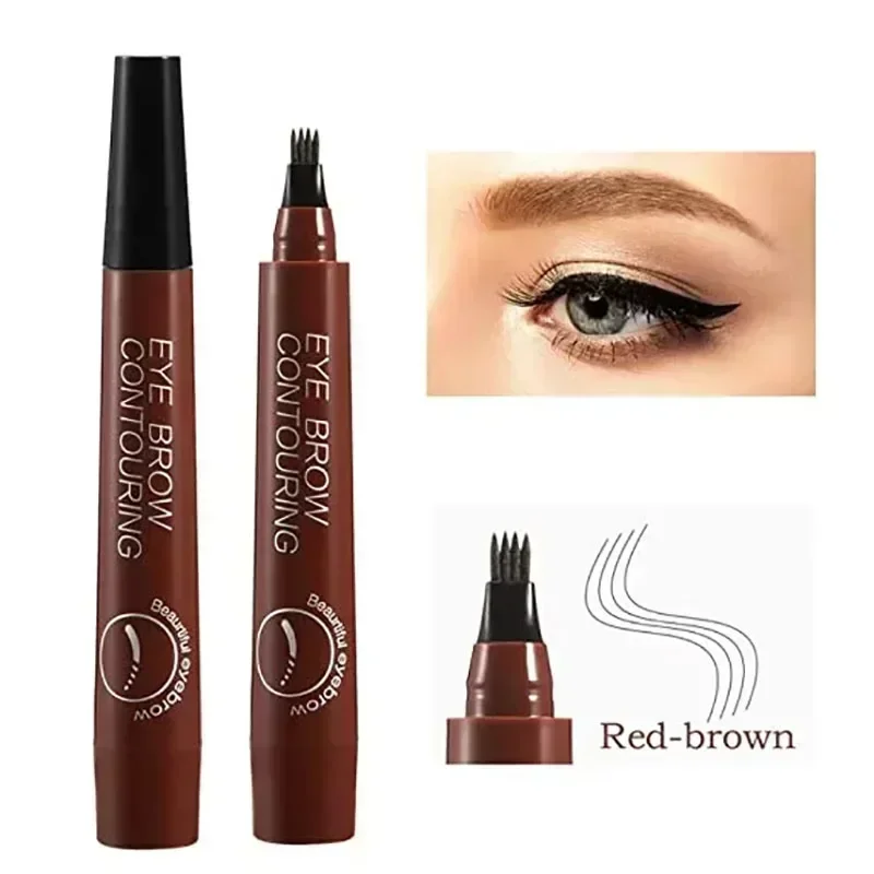 4 Points Eyebrow Pen Eyebrow Tattoo Pen Microblading Eyebrows Pen Waterproof Liquid Eyebrow Pencil Long Lasting Cosmetics 5Color