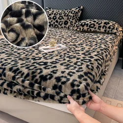 Thicken Plush Bedsheet Warm Bed Cover Soft Fitted Sheet for Winter Mattress Protector Home Bed Linen sabanas (No Pillowcase)